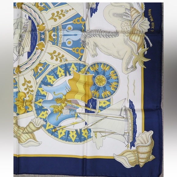 Hermes Blue and Gold Nautical Silk Scarf - Picture 6 of 12